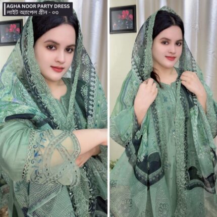 Agha Noor Premium Party Dress - 03 ( Light Apple Green Color )